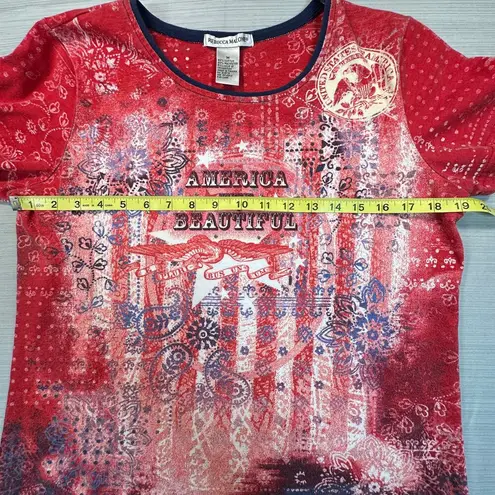 Rebecca Malone Shirt Womens Medium Red America The Beautiful Patriotic Summer