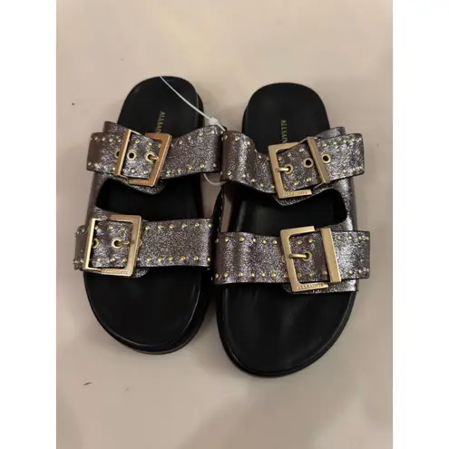 AllSaints Magda Silver Studded Sandals
