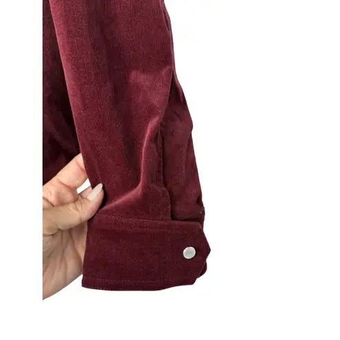 Evereve Corduroy Button Down Shirt Medium Burgundy Soft Fall Layer Shacket