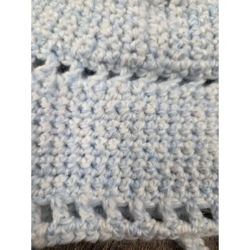 Handmade Crochet Women's Small Bralette Halter Cross Tie Back Top Baby Blue