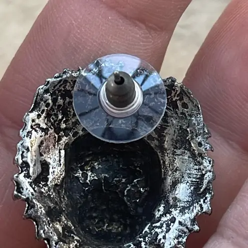 Boutique Oxidized Silver Tone Lion Face Statement Stud Earrings