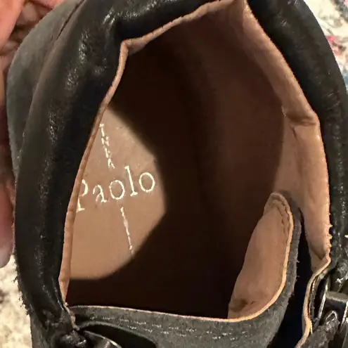 Linea Paolo Gaines Hidden wedge Camo Green Suede laceup zippered sneakers 6