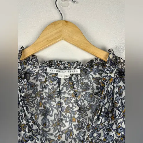 Veronica Beard Savile Printed Silk Crepe Floral Ruffle Mini Dress Women’s Sz 8