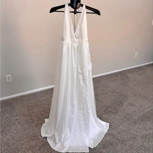 Lulus Elegant real love White satin Sleeveless Maxi Dress size S