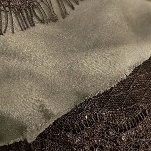 Poleci Green Silk Layered Camisole Tank Top Shirt Womens Size 4 Black Lace