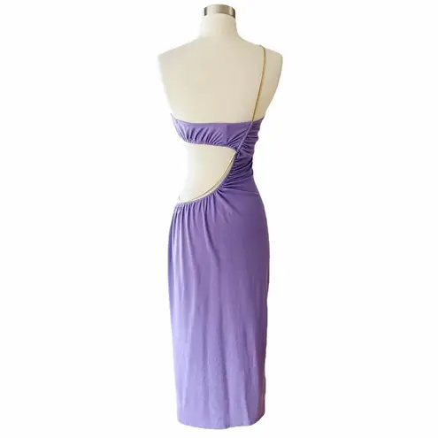 We Wore What Cocktail Snake Chain Cut Out Maxi Dress Electric Purple Medium NWT