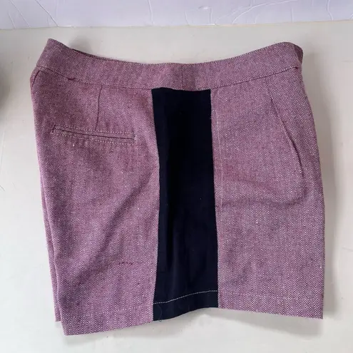 VALIJA Pleated Womens Shorts Sz Small ColorBlock Chevron High Rise 2" Red Preppy