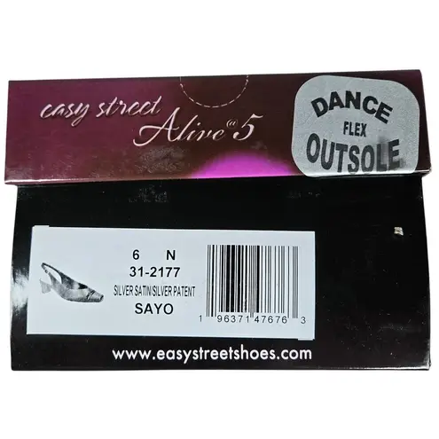 Easy Street Silver Satin Sayo Slingback Heels Women's Size 6N Dance Flex Outsole