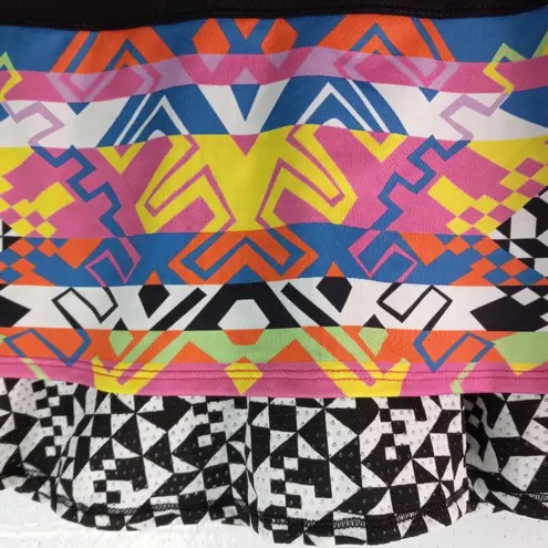 Lucky in Love S Tahitian Surfer Colorful Geometric Neon Patterned Skort Black