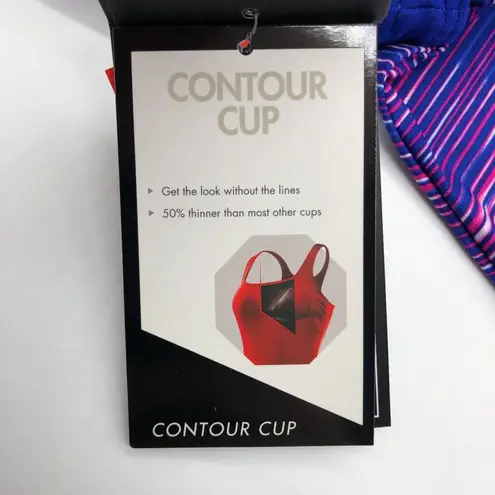 Tyr. Cyprus Ambu Active Swim Tank Tankini Top Contour Cup Striped Purple S