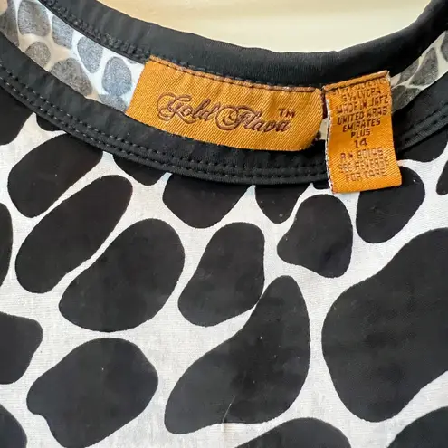 Chic Black and White Blouse with Modern Elegance Size 14