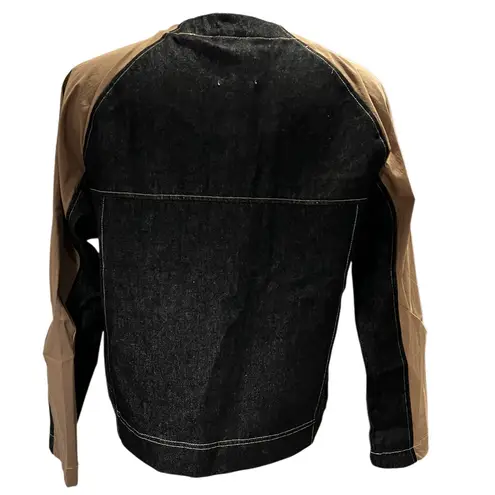 Avec Les Filles Mixed Media Denim Bomber Jacket Size Medium NWT