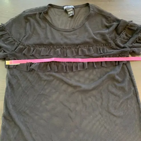 Hot Topic Goth Mesh Ruffle Top by  SM Sheer Black Y2K Grunge Festival Vibes Punk