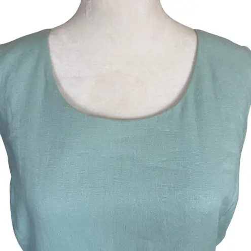 Laura Scott mint green sleeveless fully lined zip sheath linen dress size 14