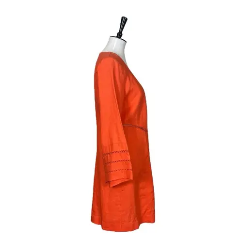 Lena Gabrielle Linen Long Jacket Bell Sleeve Open Front Coral Women’s Size 10 Orange
