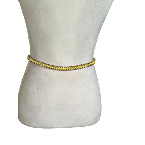 Gold Chain Waist Belt With Yellow Ribbon Detailing & Dangling Charm ball Accent