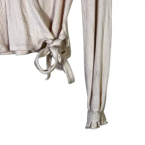 Peach Love California Peach Love Ribbed Wrap Tie Crop Top Womens L Blush Pink Romantic Coquette