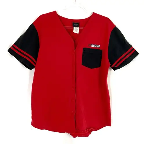 Nascar | Running Hot Jersey Red Short Sleeve Button Front Graphic 14/16 Size XL