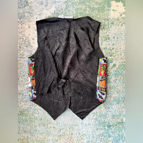 Vintage 90s Basic Editions Halloween print cotton vest, size large Black