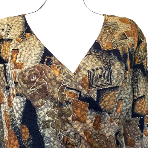 Vintage Y2K MSK Metallic Womens Top Sz 8 Beads Tassel Hem Boho Glam Gold Wrap