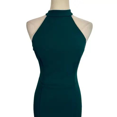 BHLDN Lennox Halter Open-Back Side-Slit Stretch Crepe Gown in Dark Emerald