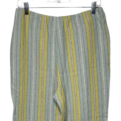 Soft Surroundings Pants Womens 8 Caldera Striped Linen Blend Cropped Capri Boho
