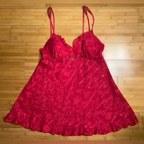Cinema Etoile Seductivewear Red Sheer Chiffon Babydoll Lingerie Chemise,Y2K|Sz:S