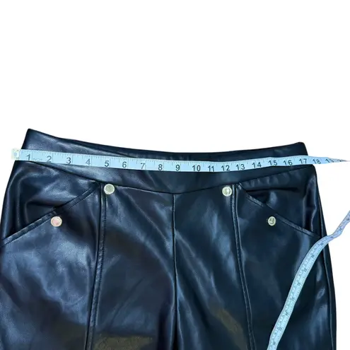 Marc New York Andrew Marc Faux Leather Pants Gold Button Detail Womens L Black Size L