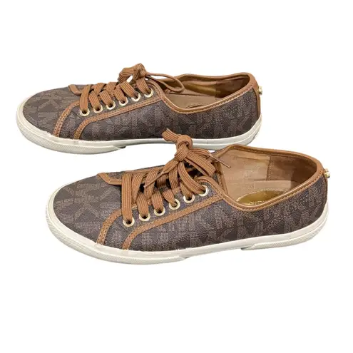 Michael Kors  Signature Logo Canvas Lace Up Sneakers Brown Women's Size 6M