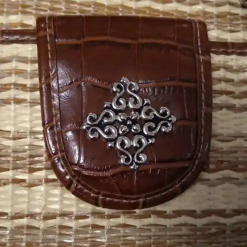 Rattan/faux alligator purse Tan