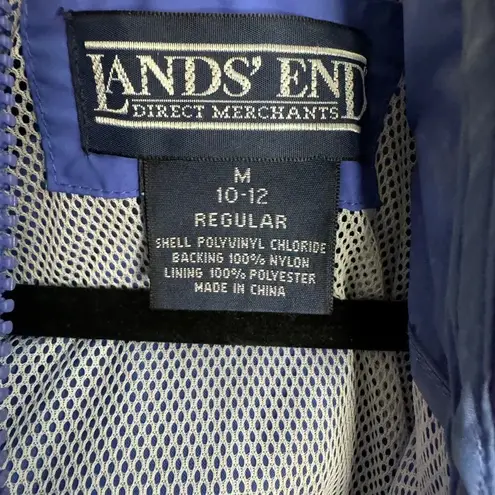 Lands' End Lands’ End Hooded Mesh Lined Blue Rain Jacket Sz Medium