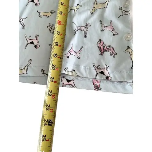 Beauty Sleep Social Dog Print Short Sleeve Notch Collar Pajama Shirt and Pajama Blue