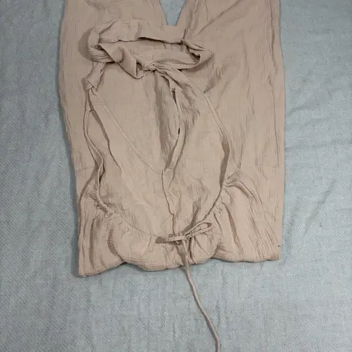 Bucket List Jumpsuit Womens Halter Neck Open Back Sz L Beige Stretch Soft Comfy Size L