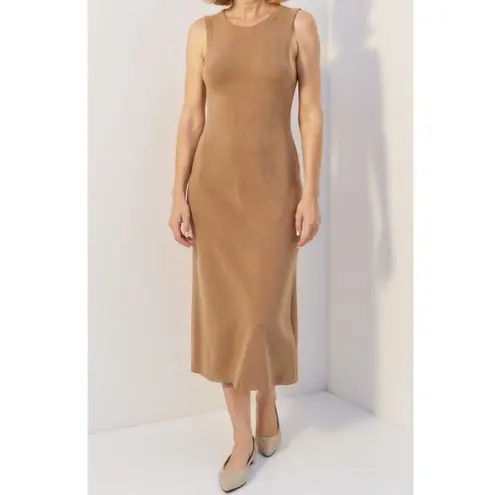 JENNI KAYNE Cotton Cashmere Sleeveless Sweater Dress, Camel, XL