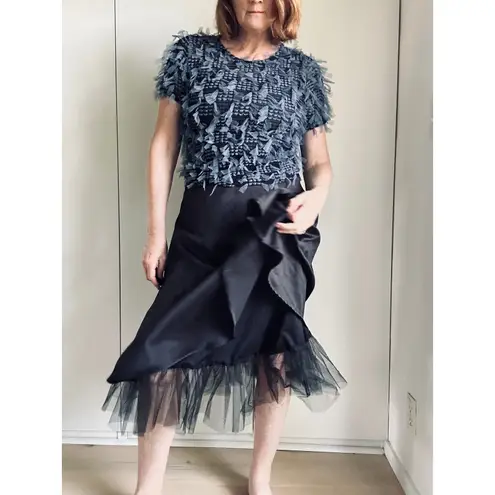 Byer California Black Sateen Tulle Skirts Midi Length Size S/27W Goth Whimsy Formals