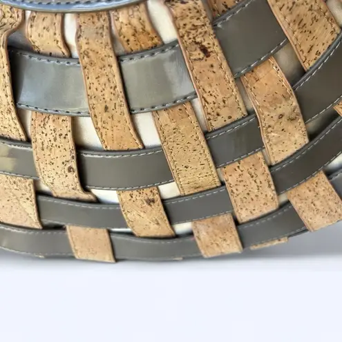 Sondra Roberts 2 Woven Cork Crescent Shoulder Bag Purse Basket Weave Tote Brown - Image 2