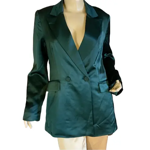 HOUSE OF HARLOW 1960 GREEN SATIN COCKTAIL BLAZER (M) Size M
