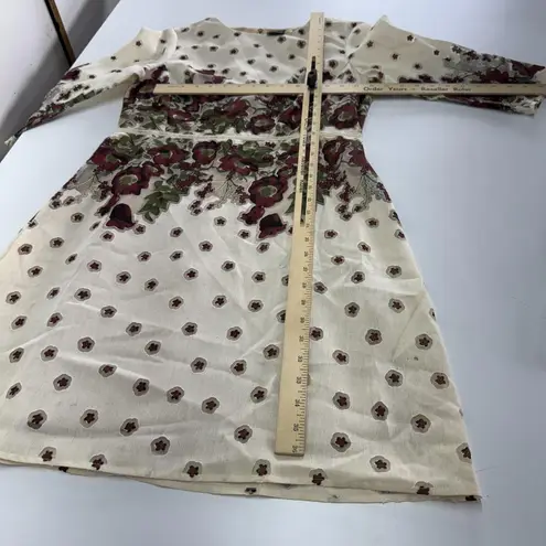 Gabby Skye Dress Womens 4 Ivory Burgundy Floral Embroidered Sheath 3/4 Sleeve