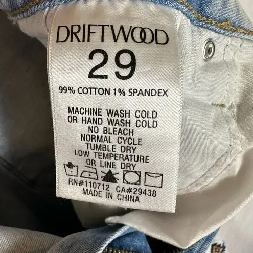 Driftwood Jeans Women’s Gizelle Geometric Embroidered Light Wash Ripped Ankle 29