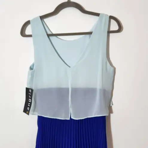 Sangria Sleeveless Blue Maxi Dress with Pleated Skirt Size 6 NWT