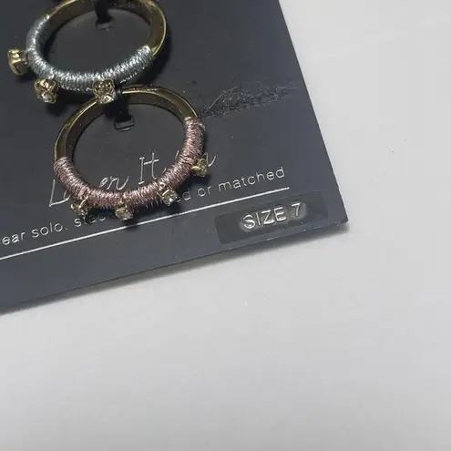 INC Size 7 Women's Gold Tone / Rhinestone Stackable Costume Rings NWT $29.50