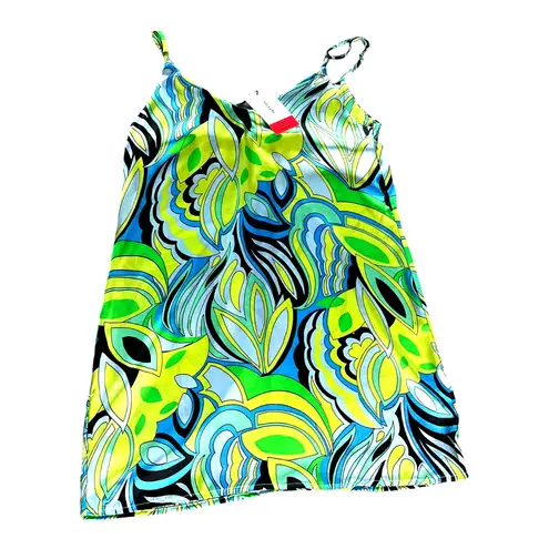 Lefties NIGHTIE Womens LG Pajama Dress Groovy Satin Floral Abstract Swirl Y2K