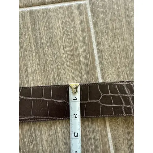 Harold's Brown Leather Alligator Stamped Belt XS Made In Italy 31"
