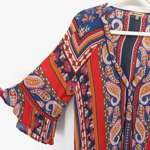 Democracy Paisley Print Blouse Tassel Embroidery Large Boho Hippie Chic Festival