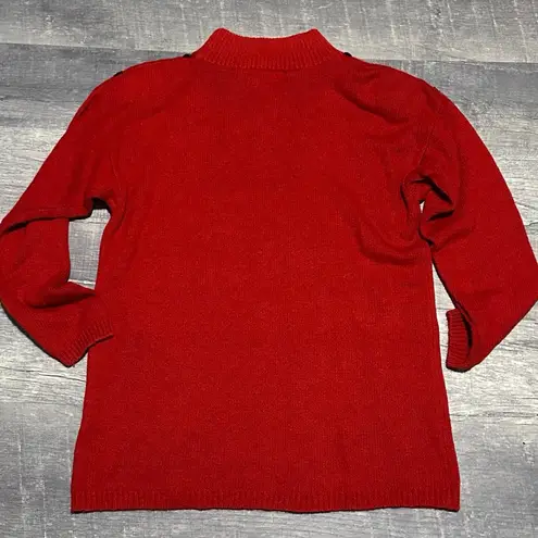 Vintage Sheridan Square Red Silk Wool Blend Tunic Sweater Womens M Beaded Sequin Size M
