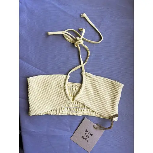 Free People Stone Fox Swim x  Meadow Top in Pale Banana Pique NWT Halter Bandeau