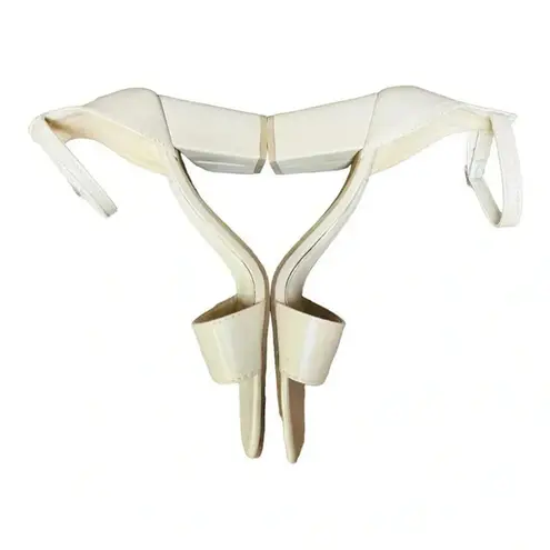 Mari A. Marsha Strappy Chunky Heel Nude Sandals Ankle Strap Faux Leather Size 9 Tan