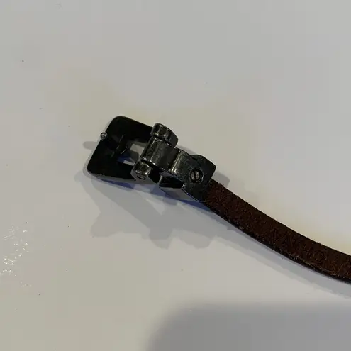 Pewter Gray Women’s Medium Skinny Leather Casual Wrap Belt Black