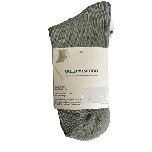 Wild Indigo Crew Slouch Socks 3 pairs White Beige Sage Shoe Size 4