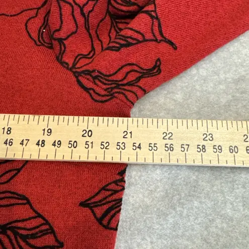 Coco Blanco Turtleneck Sweater Womens XL Red Black Floral Sequin Flutter Sleeve - Image 12